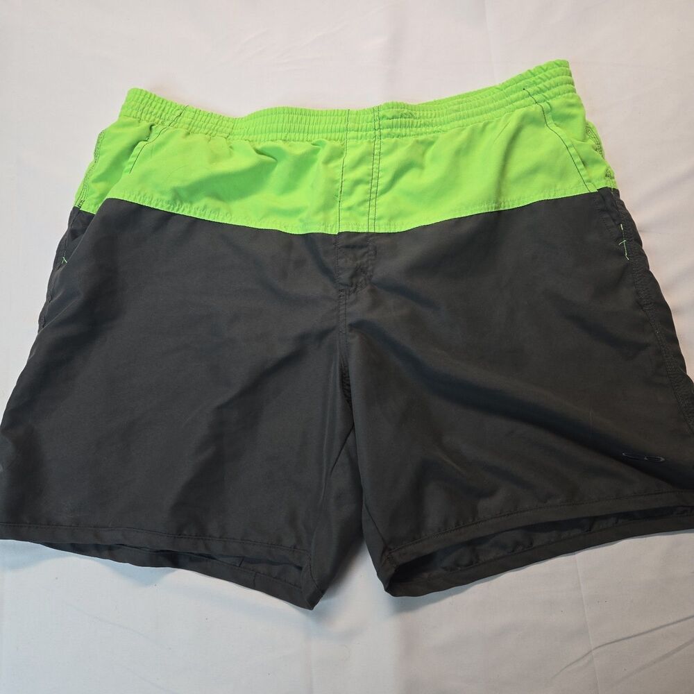Champion Swim Trunks L Green Gray Drawstring Beach Resort Wear Athleisure Summer